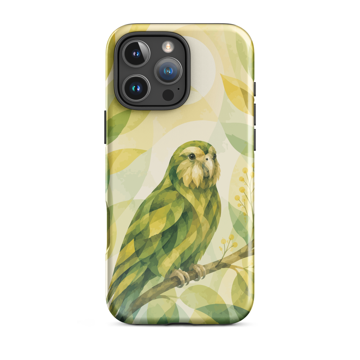 'Kākāpō' iPhone 16 Pro Max tough phone case - protective glossy case NZ Australia