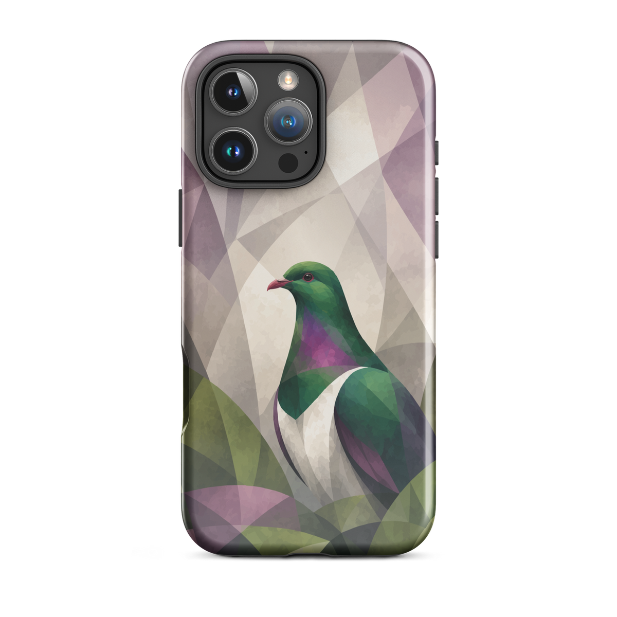 'Kererū' iPhone 16 Pro Max tough phone case - protective glossy case NZ Australia