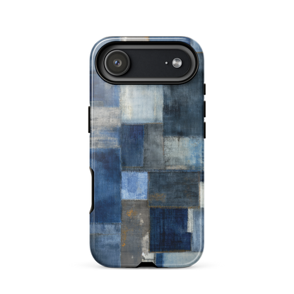 Indigo patchwork phone case | Textured blue design NZ