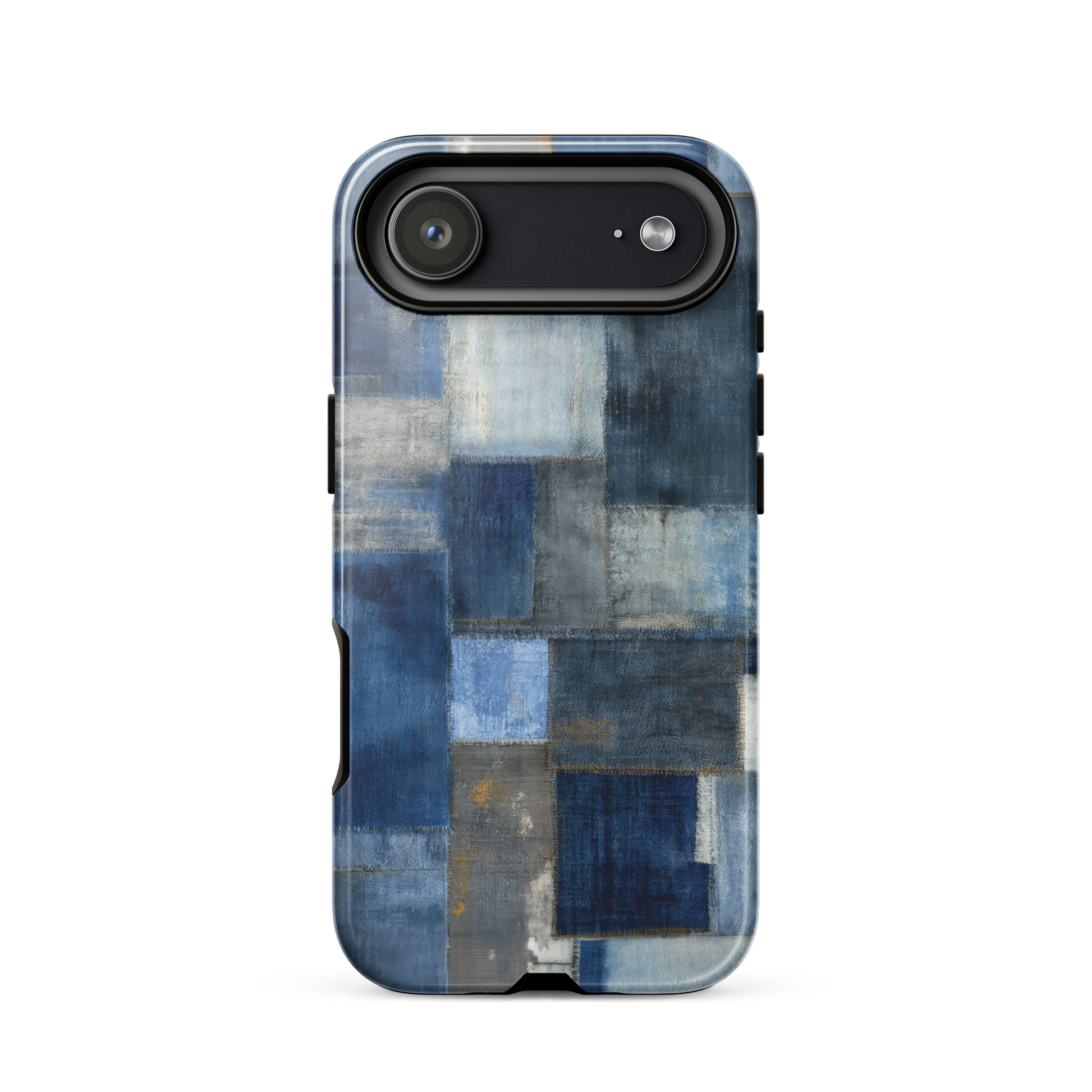 Indigo patchwork phone case | Textured blue design NZ