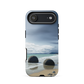 Moeraki Boulders coastal designer phone case with ocean waves and dramatic NZ sky