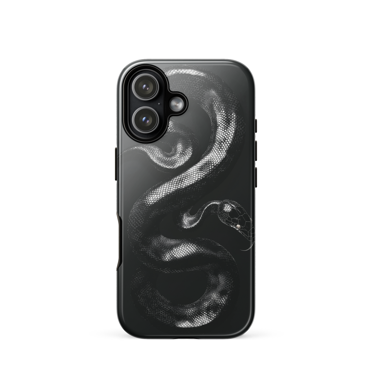 'Black Python' iPhone 17 tough phone case - protective glossy case NZ Australia
