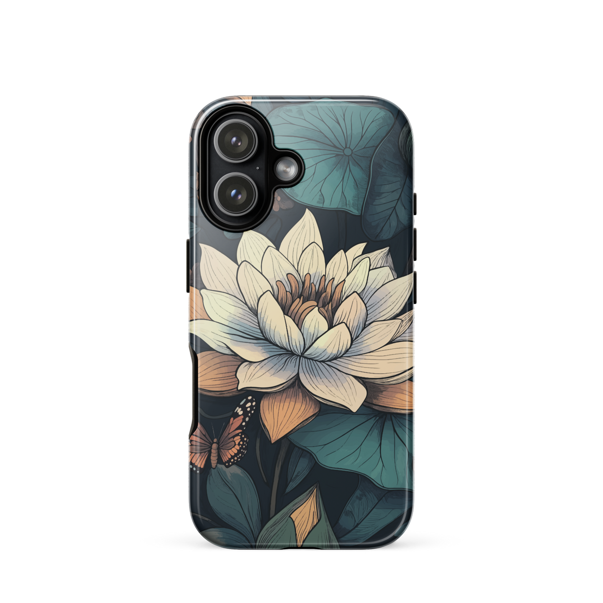 'Water Lily' iPhone 17 tough phone case - protective glossy case NZ Australia