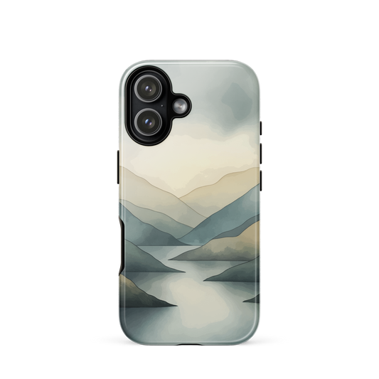 'Misty Mountains' iPhone 17 tough phone case - protective glossy case NZ Australia