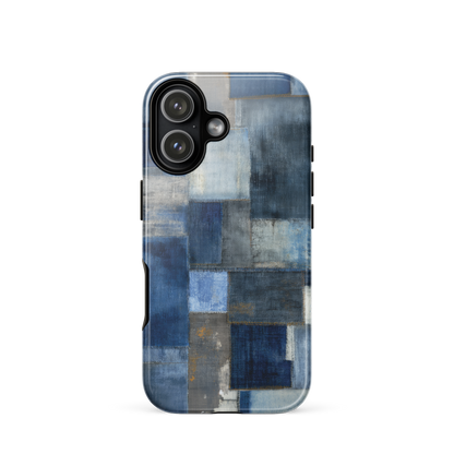 Indigo patchwork phone case | Textured blue design NZ
