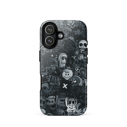 Midnight stickers phone case | Dark graphic collage NZ