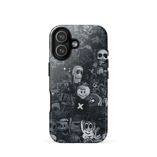 Midnight stickers phone case | Dark graphic collage NZ