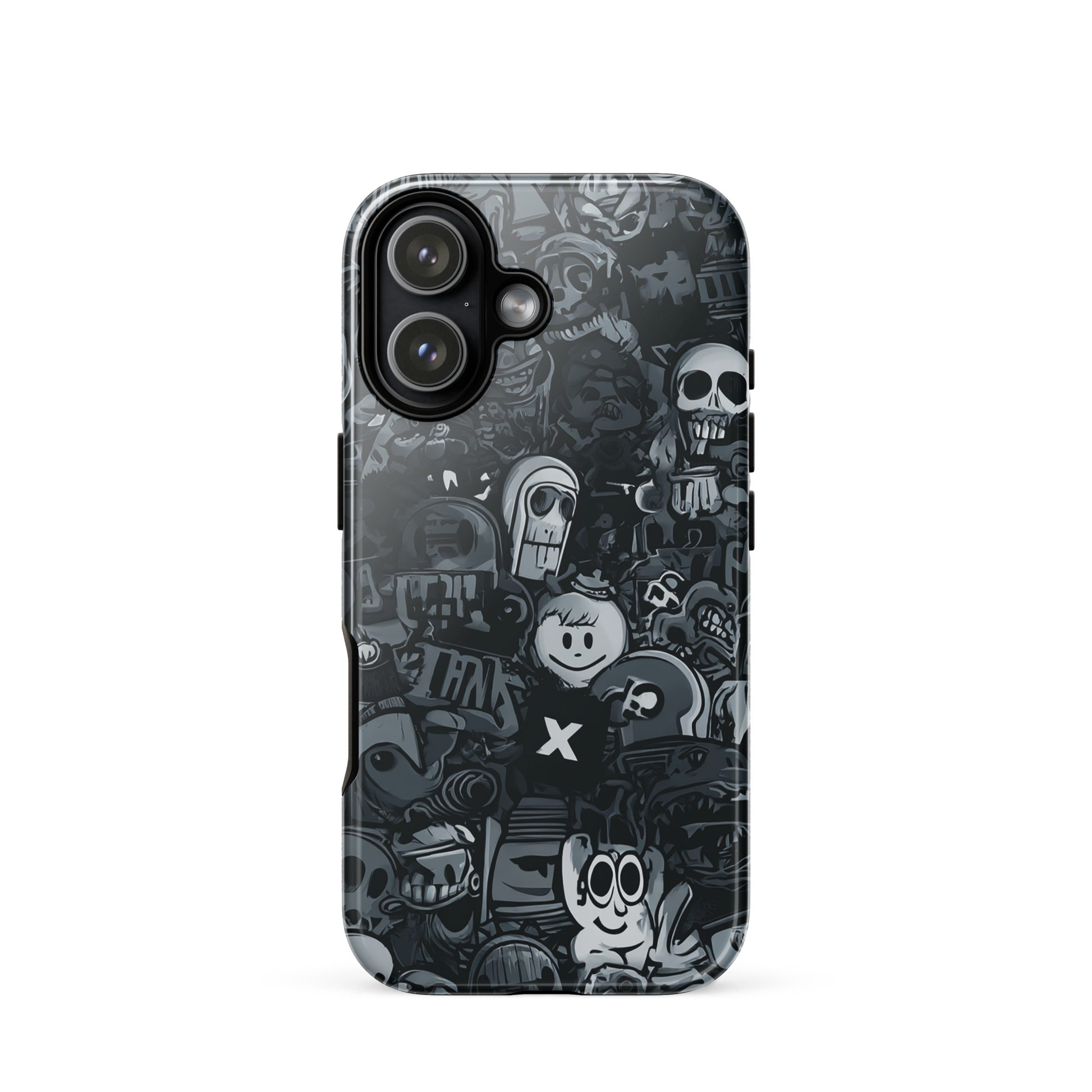 Midnight stickers phone case | Dark graphic collage NZ