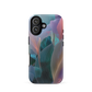 Abstract pastel botanical designer phone case in pink, lilac and teal tones with soft flowing floral textures