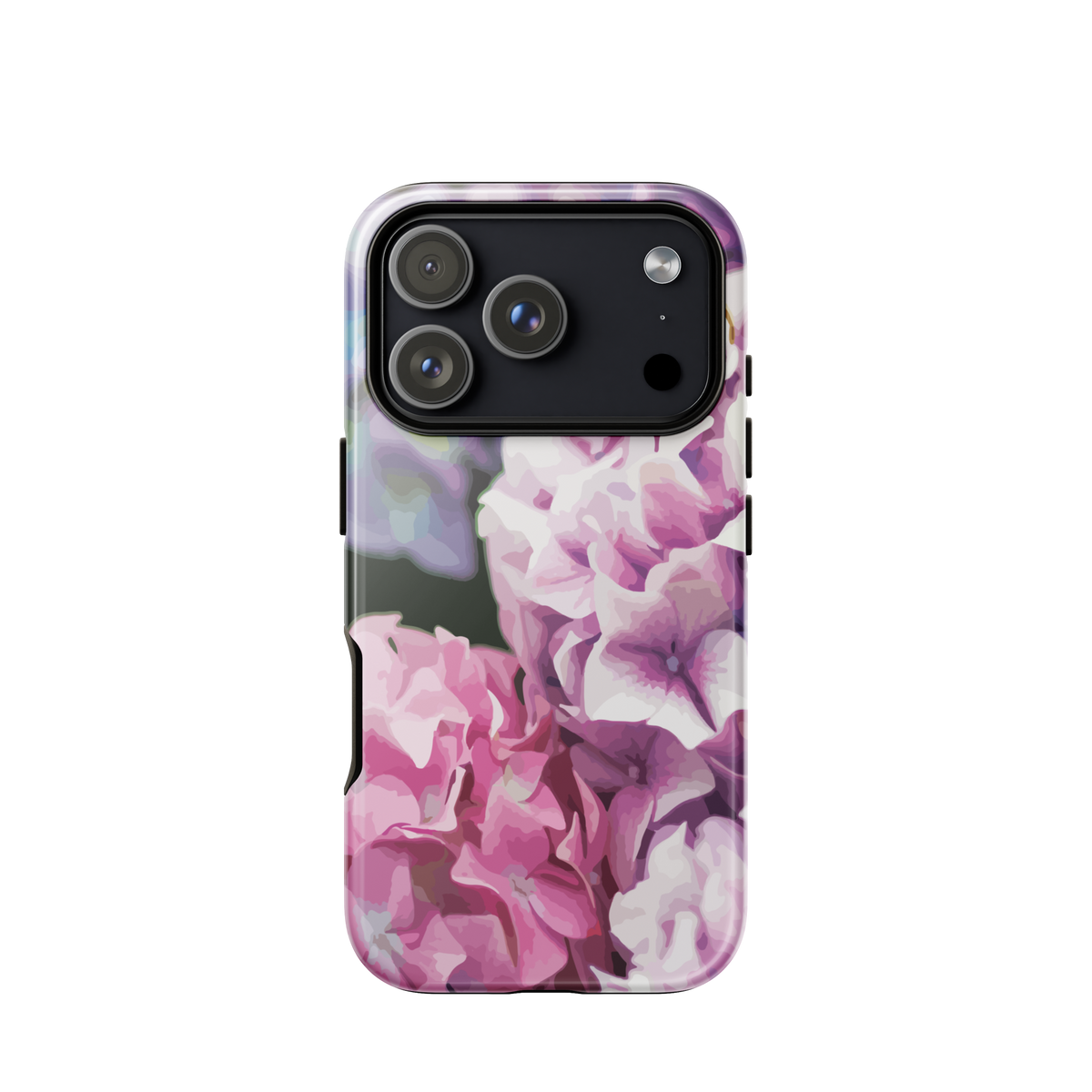'Hydrangea' iPhone 17 Pro tough phone case - protective glossy case NZ Australia