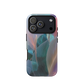 Abstract pastel botanical designer phone case in pink, lilac and teal tones with soft flowing floral textures