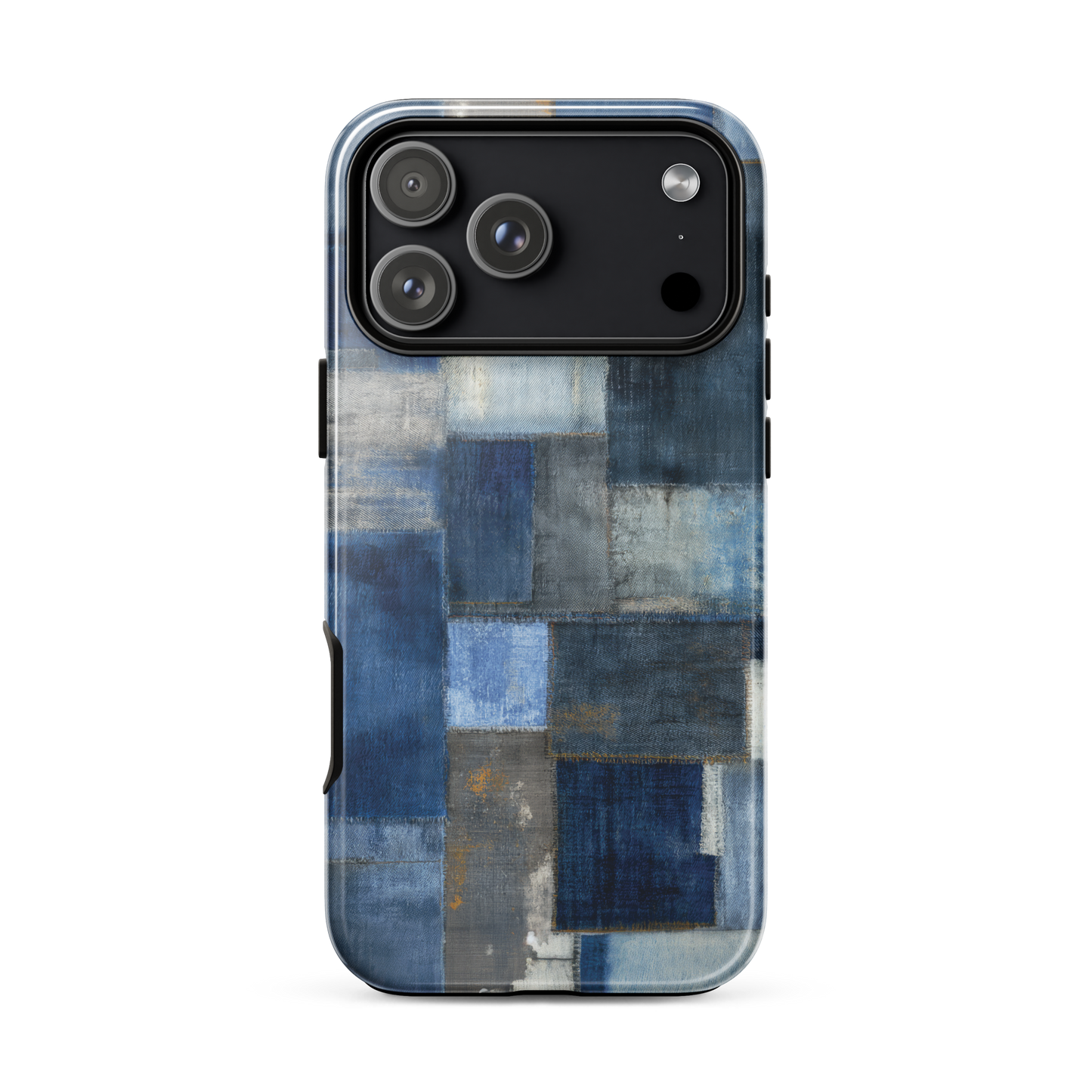 Indigo patchwork phone case | Textured blue design NZ