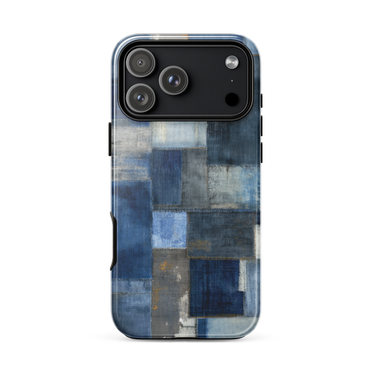 Indigo patchwork phone case | Textured blue design NZ