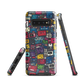 'Arcade' Samsung case, featuring a vibrant collage of hand-drawn controllers in bold, vintage-inspired colours. From electric blue and hot pink to classic black and yellow