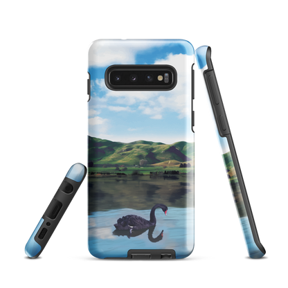 'Black Swan' Samsung Galaxy S10 tough phone case - protective glossy case NZ Australia