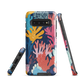 Colourful coral reef phone case design in pink, blue and yellow by NZ artist Ben Hart