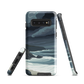 Phone case featuring moody Cape Kidnappers coastline with crashing waves and dark skies