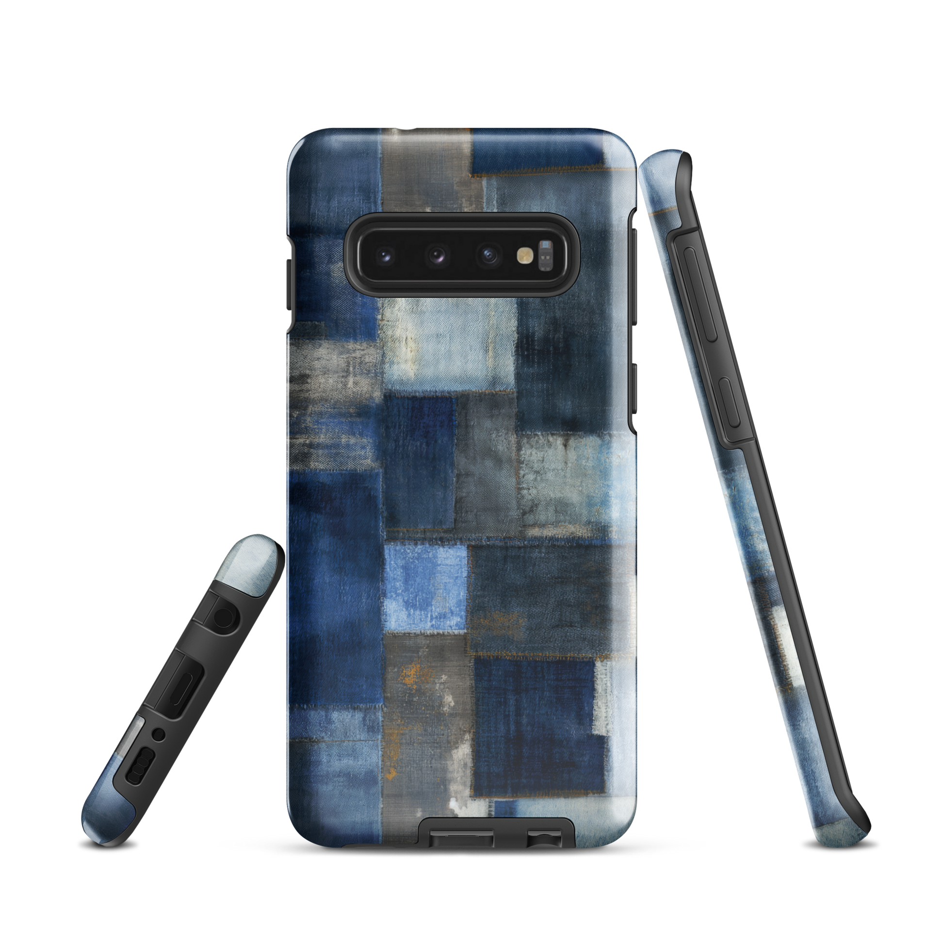 Indigo patchwork phone case | Textured blue design NZ