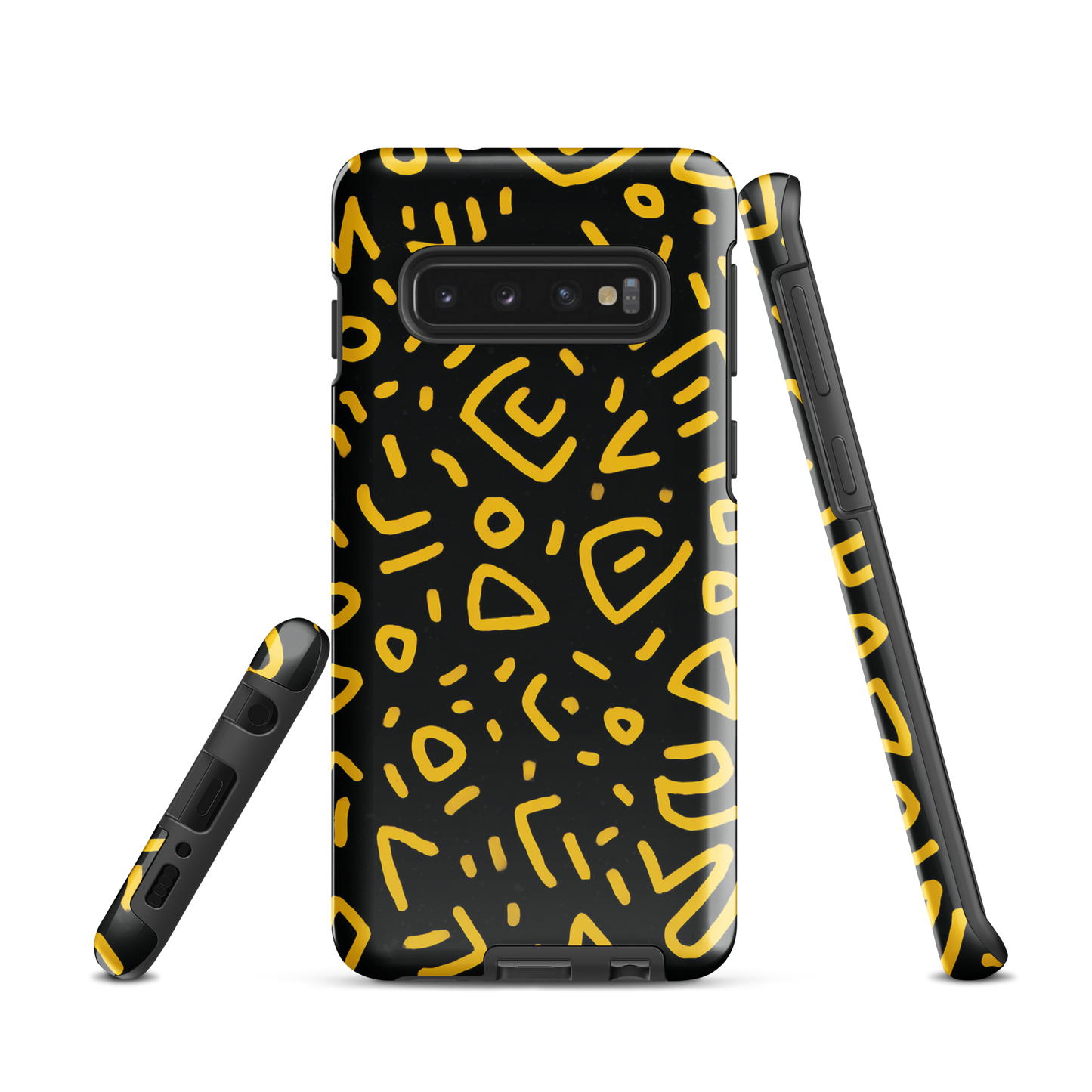 'Retro Scribbles' Samsung Galaxy S10 tough phone case - protective glossy case NZ Australia