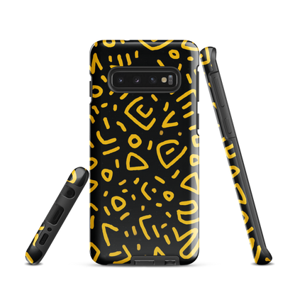 'Retro Scribbles' Samsung Galaxy S10 tough phone case - protective glossy case NZ Australia