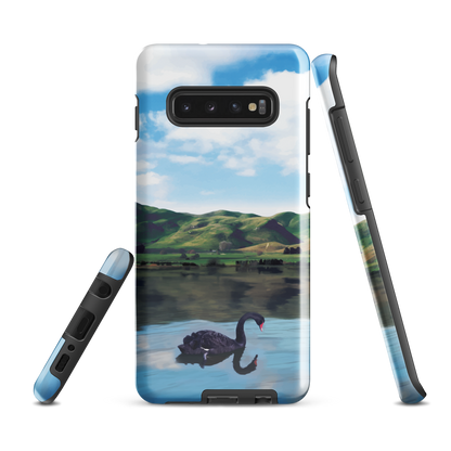 'Black Swan' Samsung Galaxy S10 Plus tough phone case - protective glossy case NZ Australia