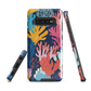Colourful coral reef phone case design in pink, blue and yellow by NZ artist Ben Hart