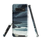 Phone case featuring moody Cape Kidnappers coastline with crashing waves and dark skies