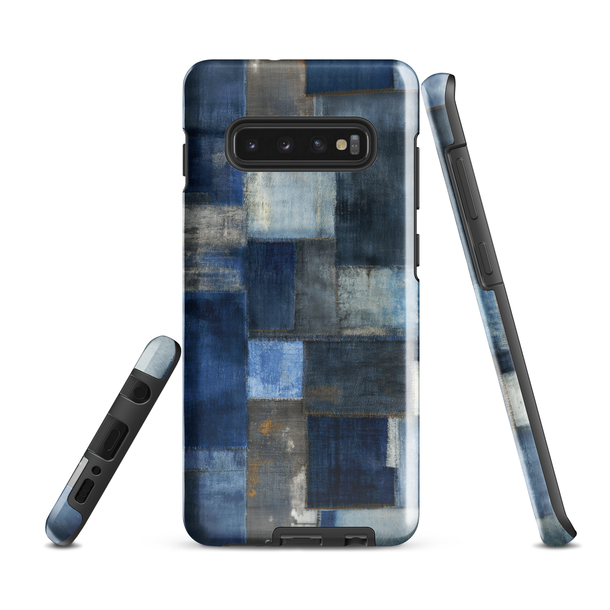 Indigo patchwork phone case | Textured blue design NZ
