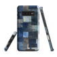 Indigo patchwork phone case | Textured blue design NZ