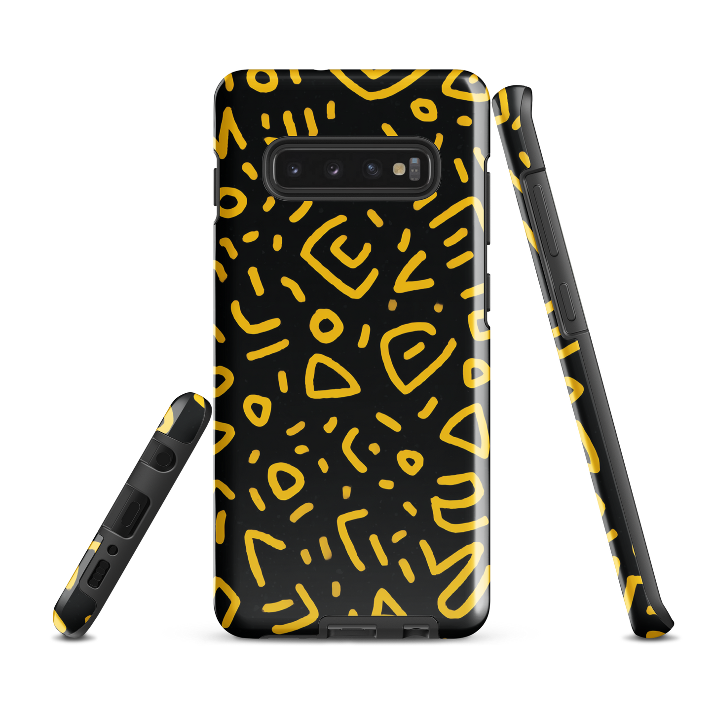 'Retro Scribbles' Samsung Galaxy S10 Plus tough phone case - protective glossy case NZ Australia