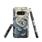 'Whisper' Samsung case features a stunning close-up of softly painted peony blooms in dreamy shades of ivory, grey, and smoky blue.