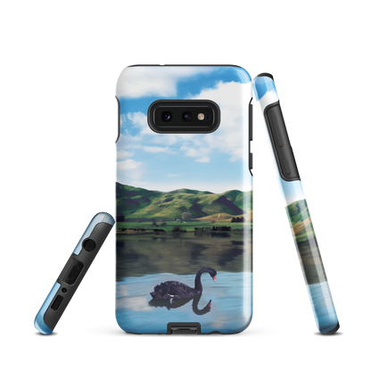 'Black Swan' Samsung Galaxy S10e tough phone case - protective glossy case NZ Australia