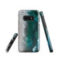 Ocean wave phone case with abstract beach design in teal and white, by NZ artist Ben Hart.