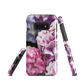 Designer phone case with pink and purple hydrangea floral artwork.