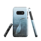 Phone case with a white heron standing in a misty wetland scene.