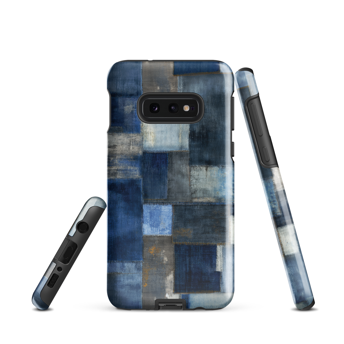 Indigo patchwork phone case | Textured blue design NZ