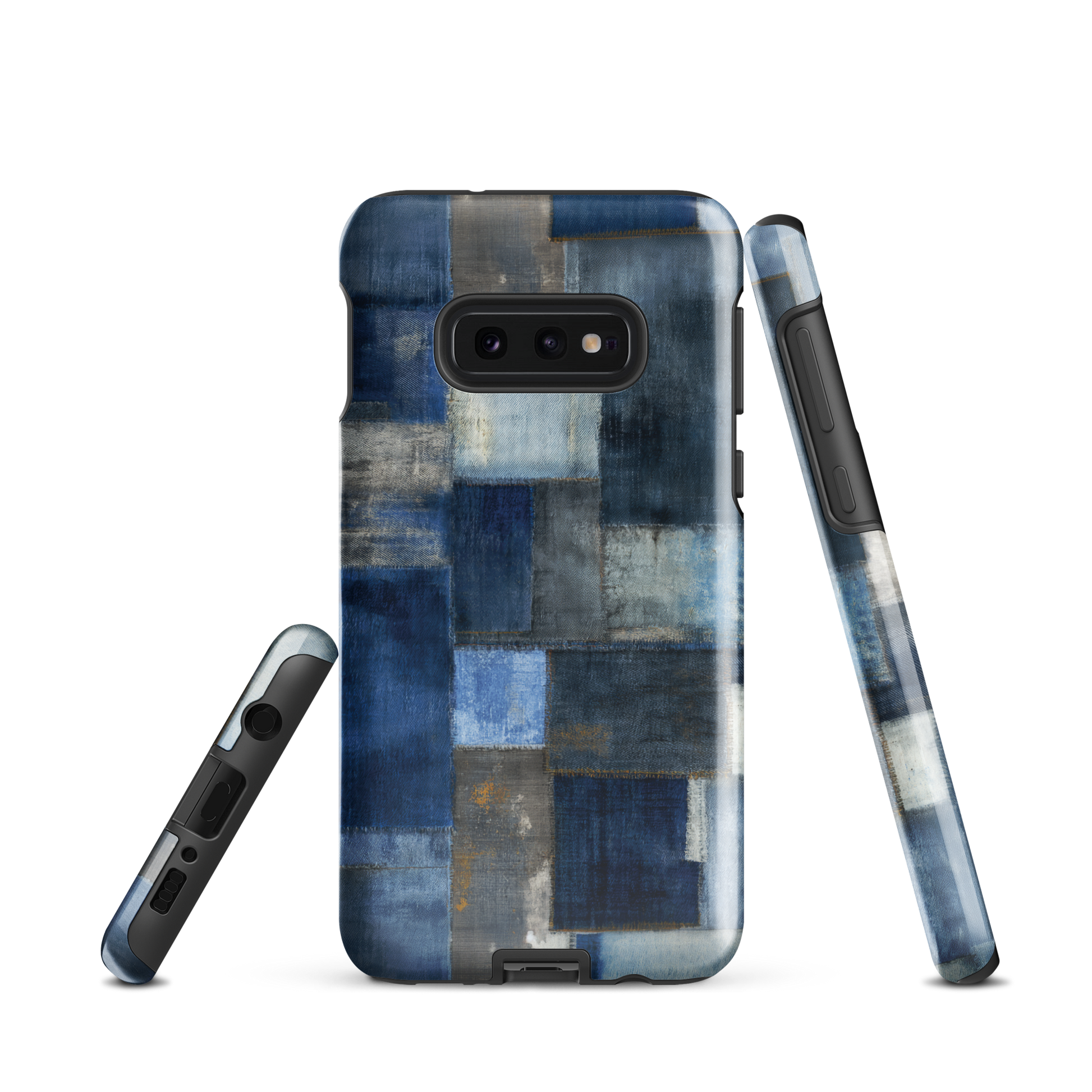 Indigo patchwork phone case | Textured blue design NZ