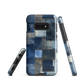 Indigo patchwork phone case | Textured blue design NZ