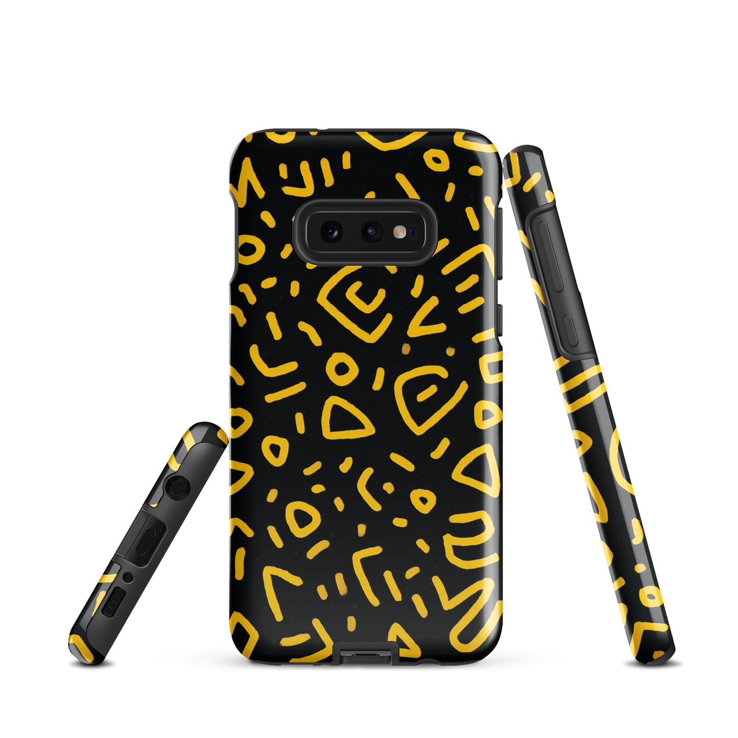 'Retro Scribbles' Samsung Galaxy S10e tough phone case - protective glossy case NZ Australia
