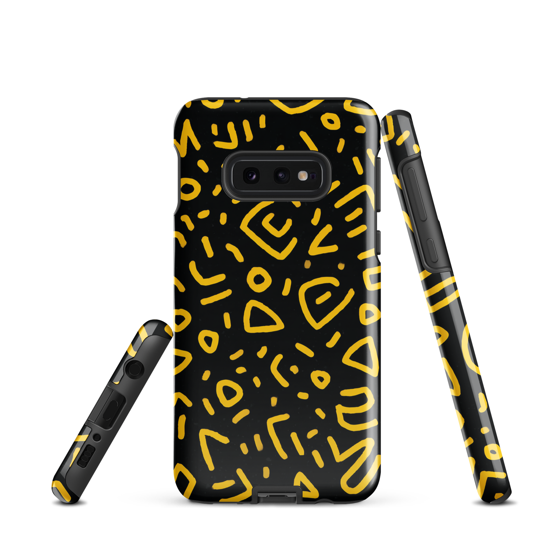 'Retro Scribbles' Samsung Galaxy S10e tough phone case - protective glossy case NZ Australia