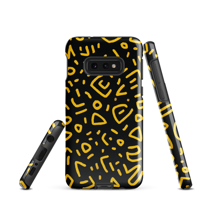 'Retro Scribbles' Samsung Galaxy S10e tough phone case - protective glossy case NZ Australia