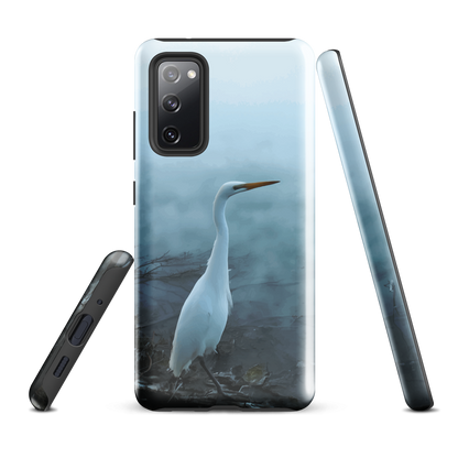 'White Heron in the mist' Samsung Galaxy S20 FE tough phone case - protective glossy case NZ Australia