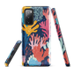 Colourful coral reef phone case design in pink, blue and yellow by NZ artist Ben Hart