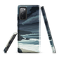 Phone case featuring moody Cape Kidnappers coastline with crashing waves and dark skies