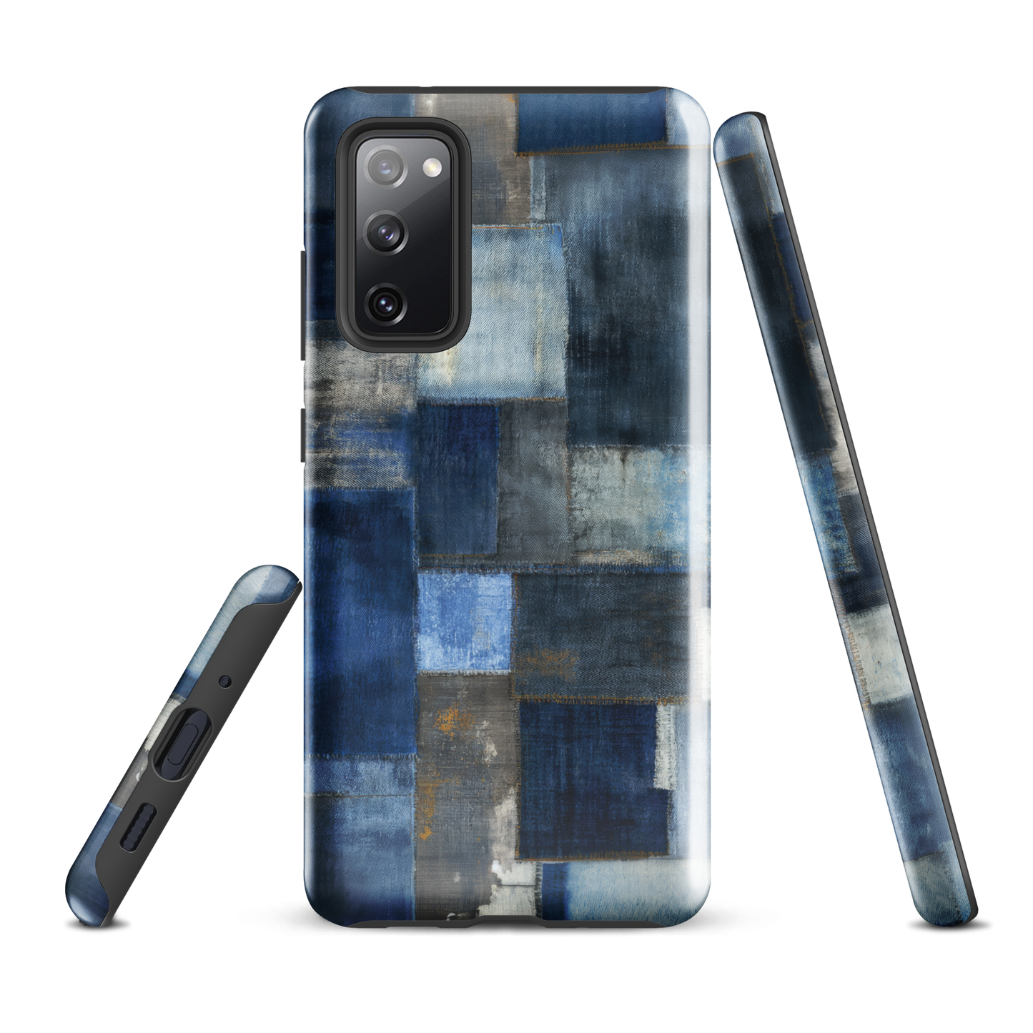 Indigo patchwork phone case | Textured blue design NZ