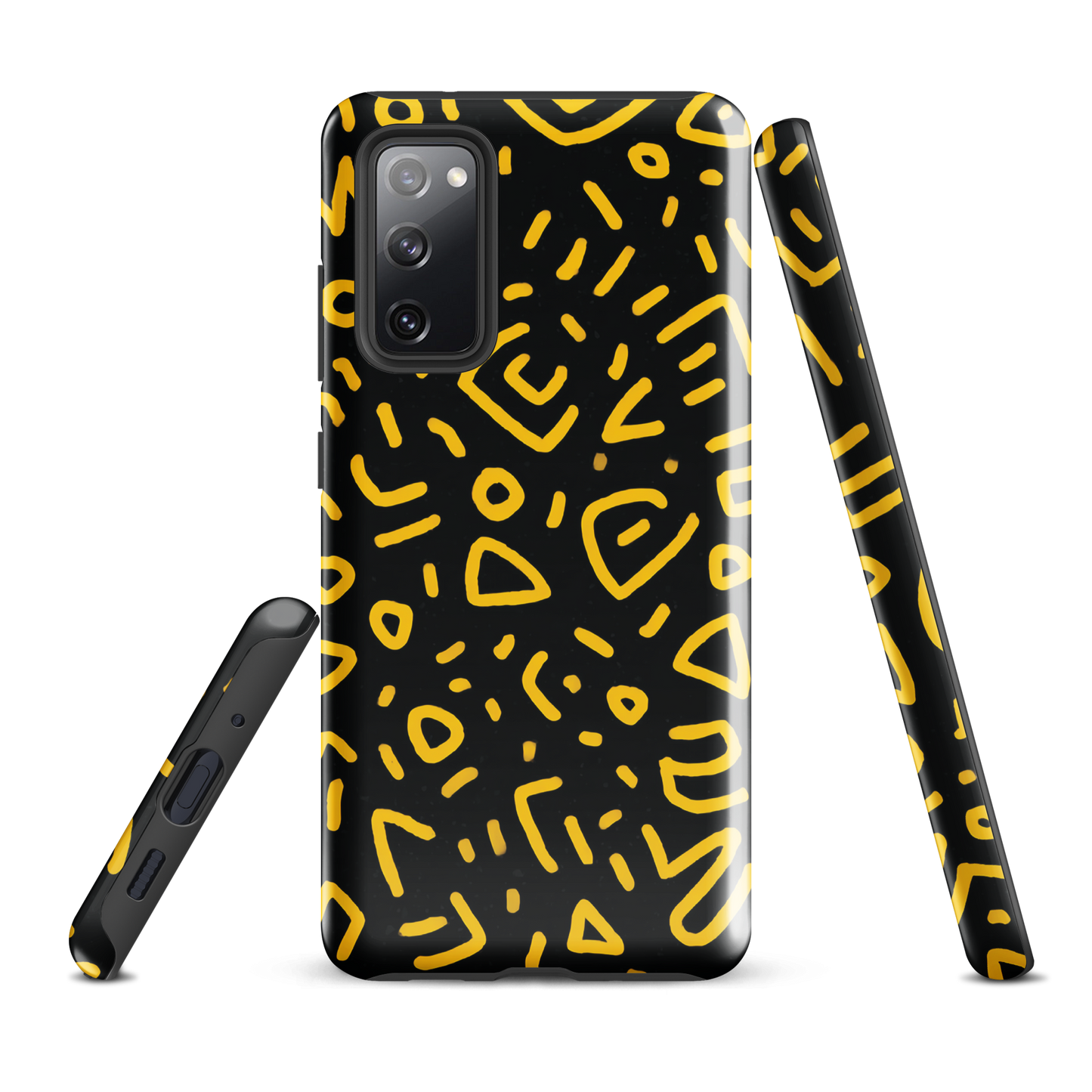 'Retro Scribbles' Samsung Galaxy S20 FE tough phone case - protective glossy case NZ Australia