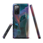 Ethereal abstract floral designer phone case in pastel pink, lilac and teal tones