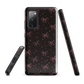 Midnight Bow seamless repeat pattern — pink hand-drawn ribbon bows and sparkle stars on a black background