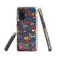 'Arcade' Samsung case, featuring a vibrant collage of hand-drawn controllers in bold, vintage-inspired colours. From electric blue and hot pink to classic black and yellow