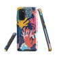 Colourful coral reef phone case design in pink, blue and yellow by NZ artist Ben Hart